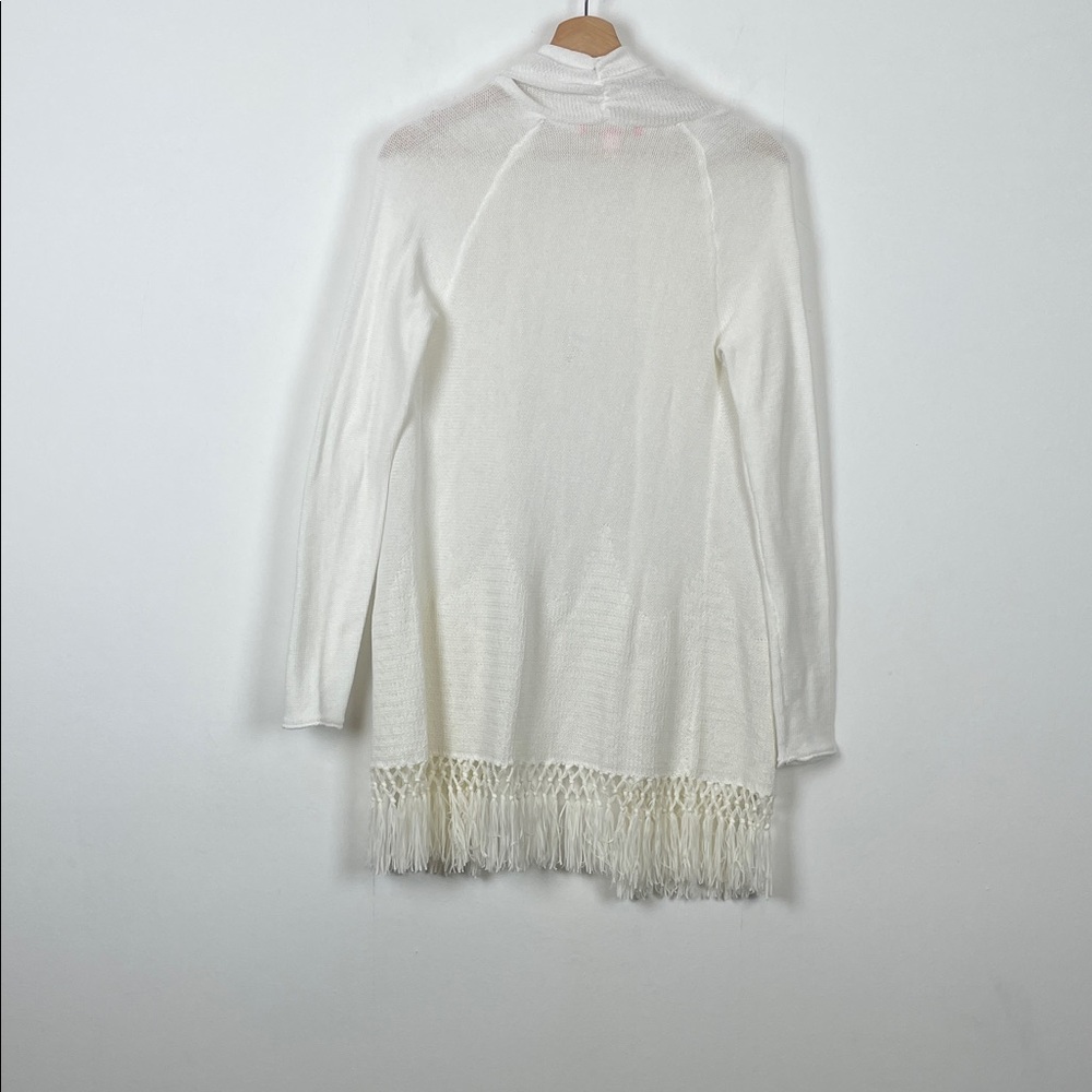 Lilly Pulitzer Tatum Long Sleeve White Women's XS Cardigan Sweater with Fringe - Picture 5 of 9